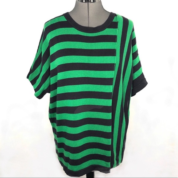 Michael Kors Sweaters - Michael Kors Navy/ Green Striped Sweater Size Lg